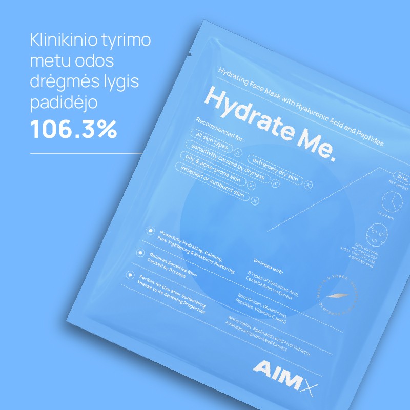 Greito poveikio giliai drėkinanti veido kaukė su peptidais AIMX „Hydrate Me“ 1VNT